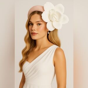 Floral Hair Accessory Headband Fascinator Floral Crown White Derby Wedding Tea
